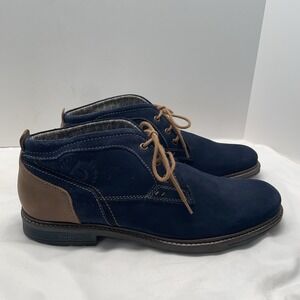 BUGATTI Lace-Up Boots Mens Size US 13 EUR 46 Navy Suede Chukka Boots Shoes